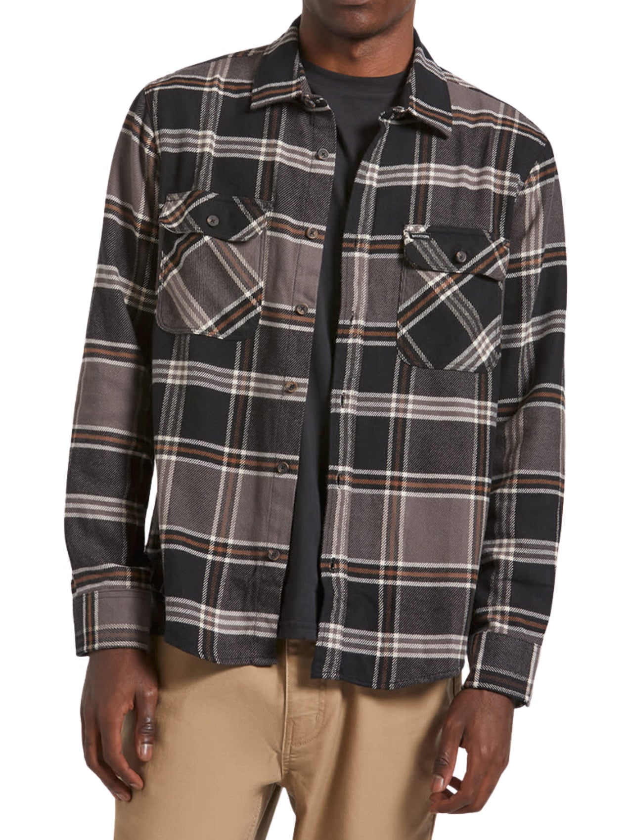 Brixton "Bowery" Flannel Black/Charcoal/Pinecone