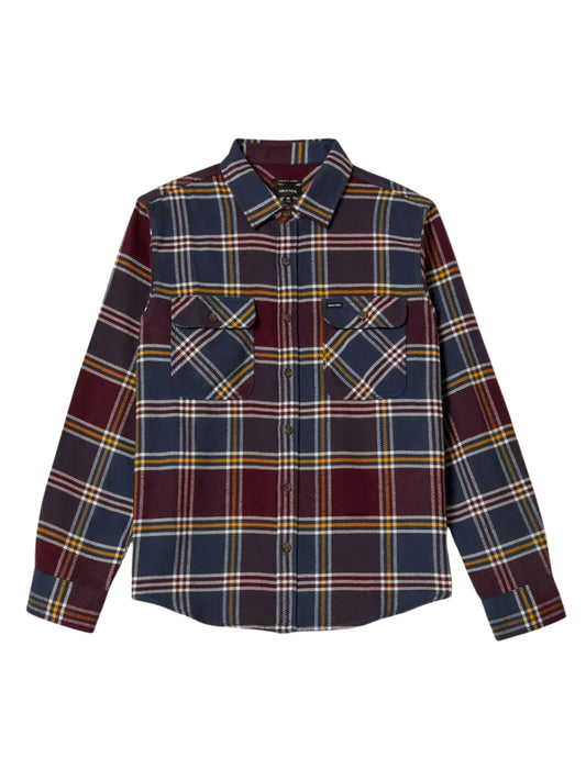 Brixton "Bowery" Flannel Mood Indigo/Port/Saffron
