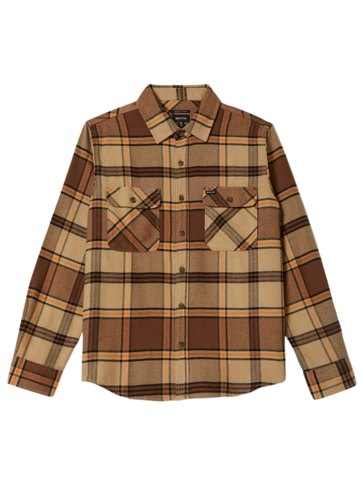 Brixton "Bowery" Flannel Sand/Pinecone/Solar Orange