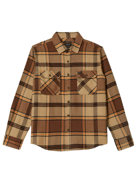 Brixton "Bowery" Flannel Sand/Pinecone/Solar Orange