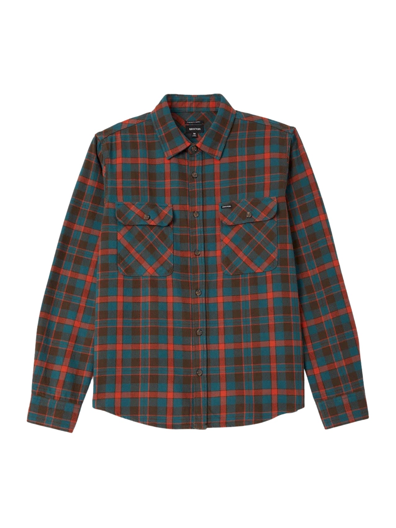 Brixton "Bowery" Flannel Walnut Brown/Ultra Marine