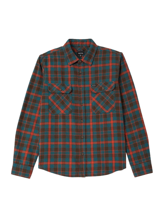 Brixton "Bowery" Flannel Walnut Brown/Ultra Marine
