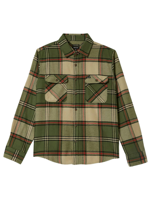 Brixton "Bowery" Flannel Wild Green/Elm/Adrenaline Rush