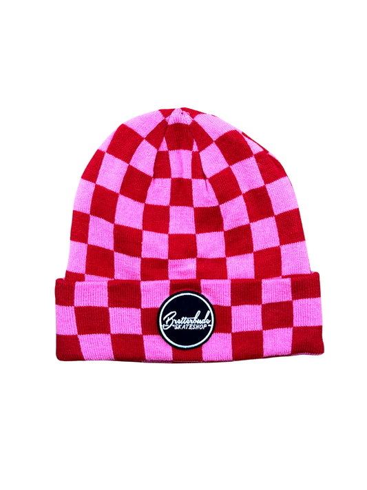 Bude "Checkerboard" Beanie Red/Pink