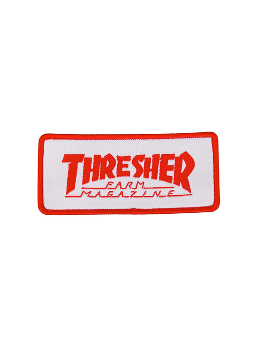 Tresher Patch "Farm Magazine" Red/White Embroidered